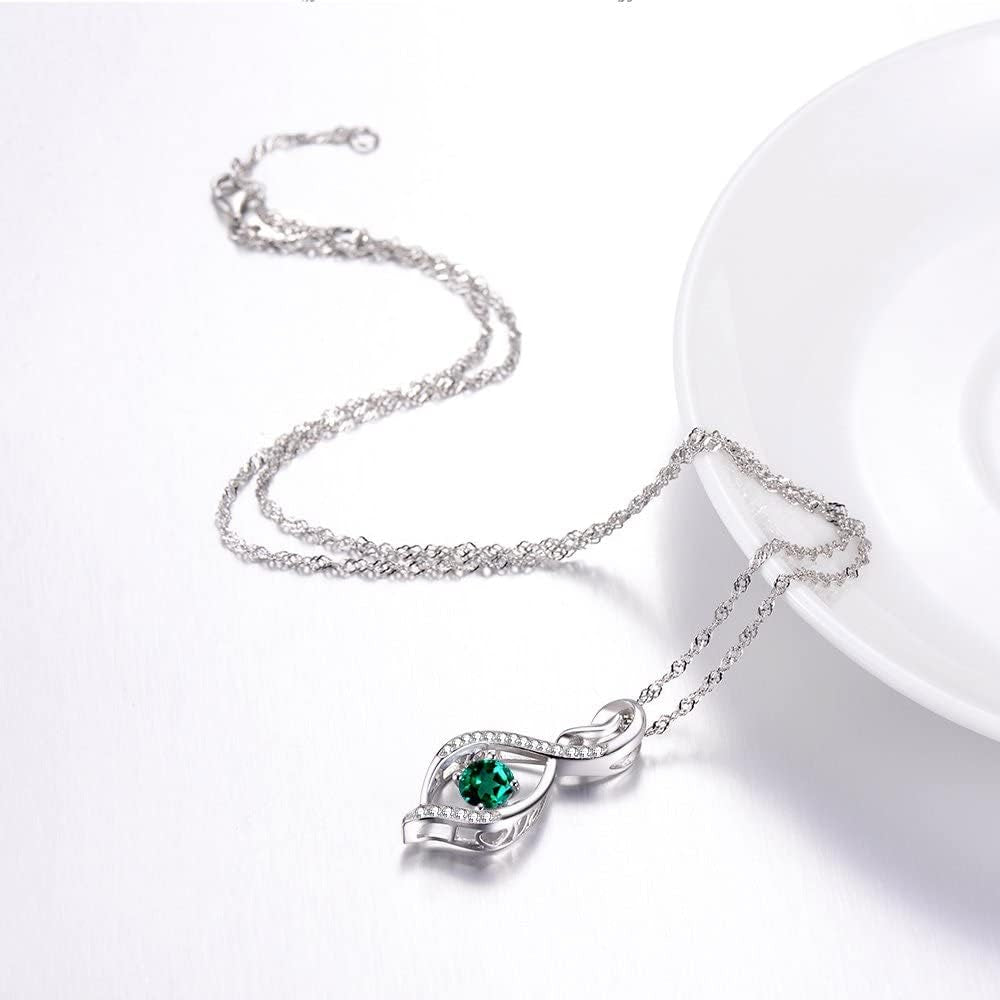 Birthday Gifts for Mom Women Endless Love Necklace 925 Sterling Silver with June July Birthstones Pearl Ruby Jewelry Gifts for Her