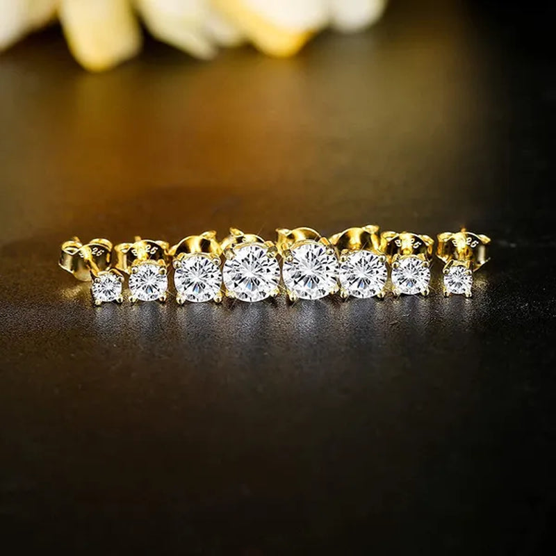 Sterling Silver Zirconia Earrings Women'S round Cut CZ Earrings Set anti Allergic