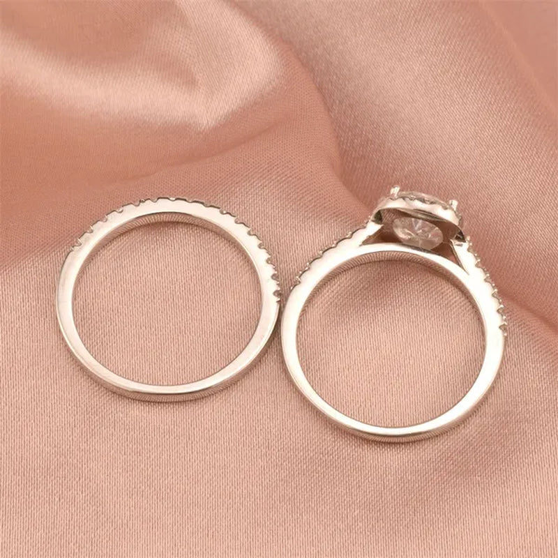 Newshe Halo Pear Shape Solid 925 Sterling Silver Wedding Engagement Rings For Women Water Drop AAAAA  Bridal Set Sz 4-13