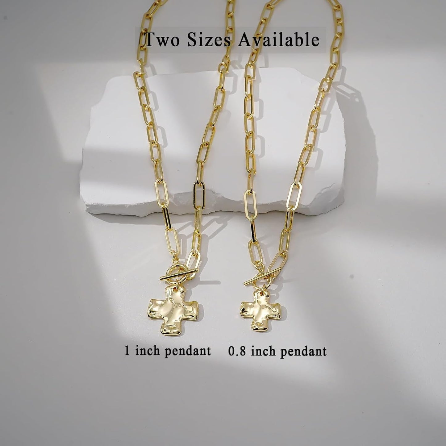 Chunky Cross Necklace for Women Trendy Gold Silver Layered Statement Cross Pendant Charm Necklace Vintage Paperclip Herringbone Snake Choker Chain Costume Jewelry Set Gift Non Tarnish