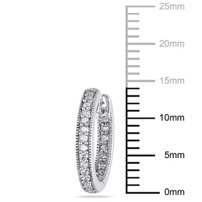 0.22 CT. T.W. inside outside Diamond Hoop Earrings in 14K Gold