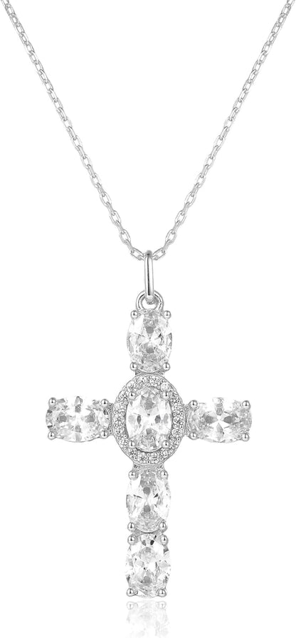 925 Sterling Silver Cross Necklaces for Women 18K Gold Plated Friendship Jewelry Trendy Charm Pendant Necklaces Dainty Necklaces Best Friend Birthday Gifts for Women Sister Mom Wife Her Friend Party