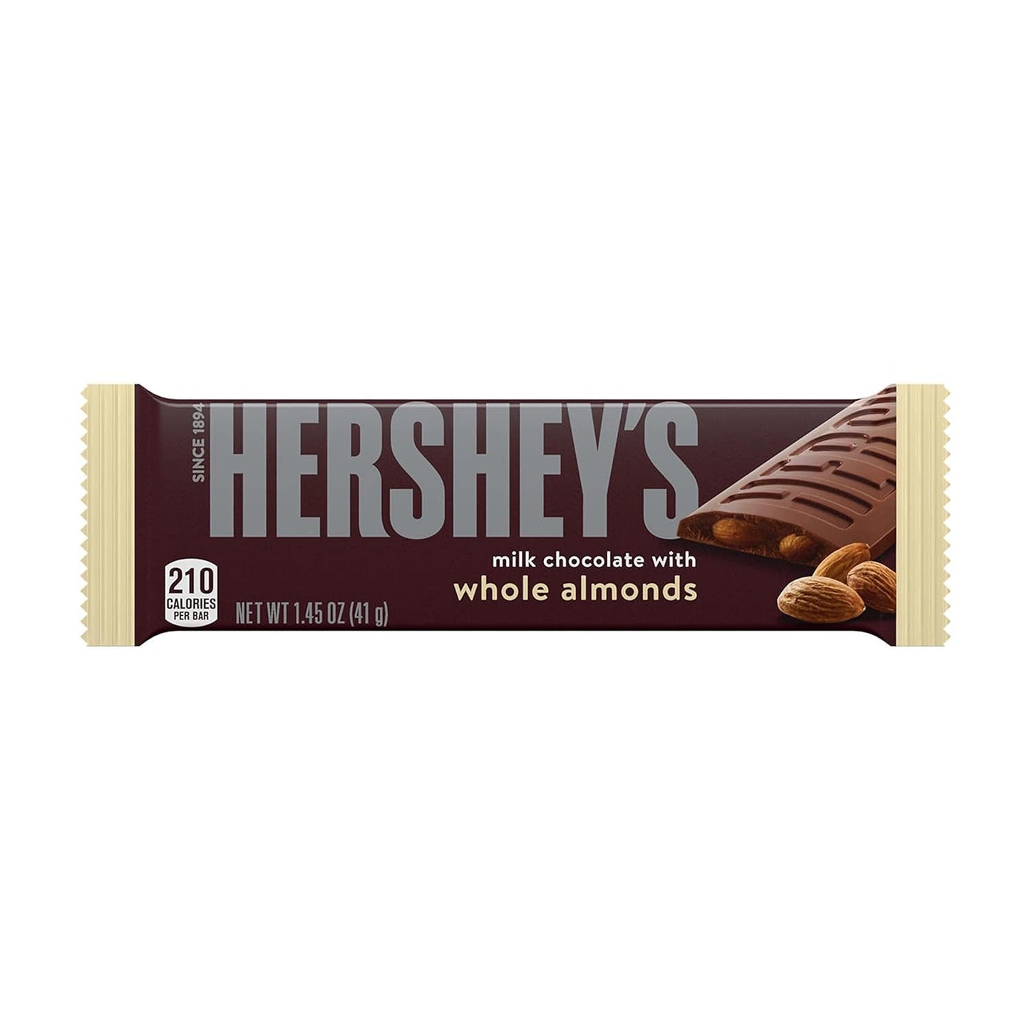 Milk Chocolate with Whole Almonds Candy Bars, 1.45 Oz (6 Count)