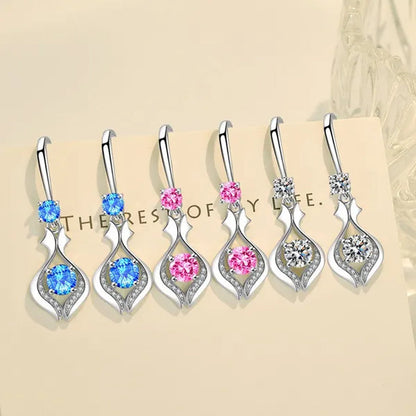 Fashion Silver Earrings Ladies Temperament Earrings Water Drop Long Earrings Engagement Earrings Diamond Earrings