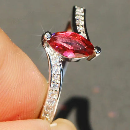 Eye Silver Anniversary Statement Multilayer Crown Eye Ring Natural Gemstones Ruby Ring Wedding Bride Engagement Band Charm Party Ring Jewelry