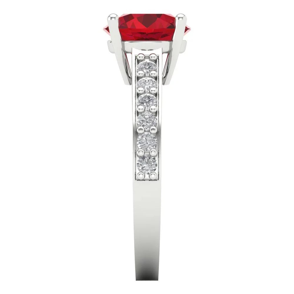 2.18Ct round Cut Simulated Tourmaline 14K White Gold Anniversary Engagement Ring Size 3.75