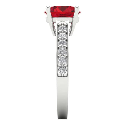 2.18Ct round Cut Simulated Tourmaline 14K White Gold Anniversary Engagement Ring Size 3.75