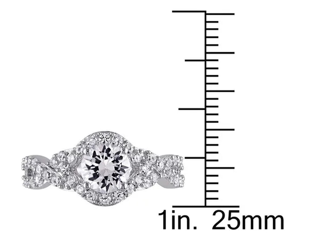 2.20 Carat (Ctw) Lab-Created White Sapphire Crossover Ring in Sterling Silver
