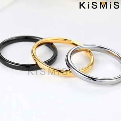 Titanium Steel Stackable Ring 2MM Plain Dome High Polished Wedding Band Women Men Comfort Fit Classic Couple Rings Kismis Accessories for Daily Wear, Engagement, Promise, Anniversary - Black/Silver/Gold/Rose Gold, Size 3-12 ( 1PC )