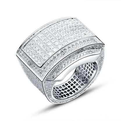 Business Men's Fashion Ring Luxury Domineering White Zircon Ring Wedding Engagement Ring Party Jewelry Size 6-13