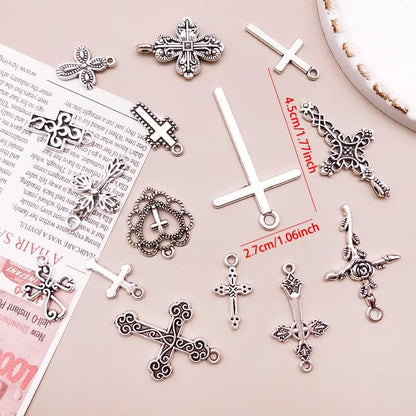 120Pcs Antique Silver Cross Charms for Jewelry Making Alloy Cross Charms for DIY Crafts (SN024)