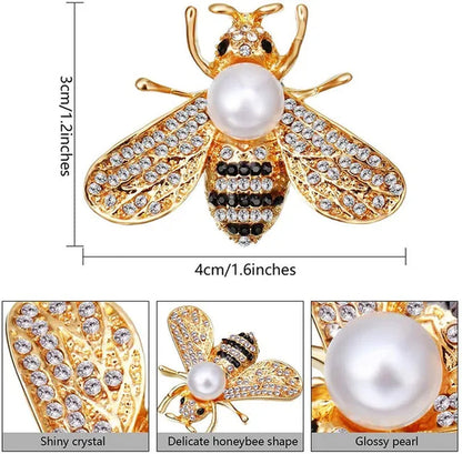 4 styles Honey Bee Brooch Lapel Pins for Women Crystal Insect Themed Bee Brooches with Faux Pearl Fashion Gift for Birthday Dating Party Anniversary