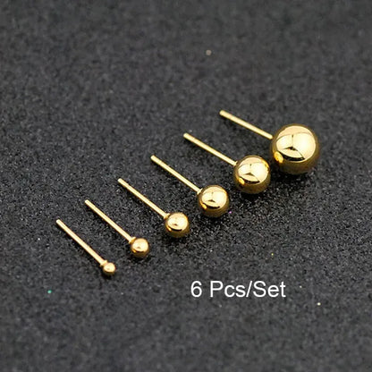 2/3/4/5/6/8Mm Stainless Steel round Pearl Stud Earrings Earrings for Women'S Fashion Party Wedding Jewelry