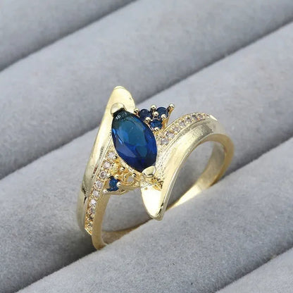 Size 6 7,8,9 ,10 Jewelry Women'S Blue Sapphire 18K Golden Plated Ring Gift (Choice Color and Size )
