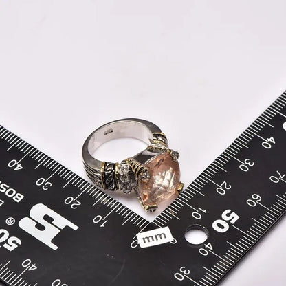 Morganite 925 sterling silver Gemstone Fashion Ring Size 6 7 8 9 10 F1441