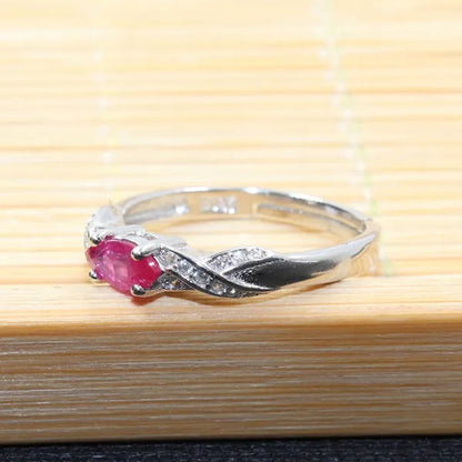 Elegant silver ruby for girl 3 mm * 6 mm natural Myanmar ruby ring 925 sterling silver ruby ring romantic gift for girlfriend