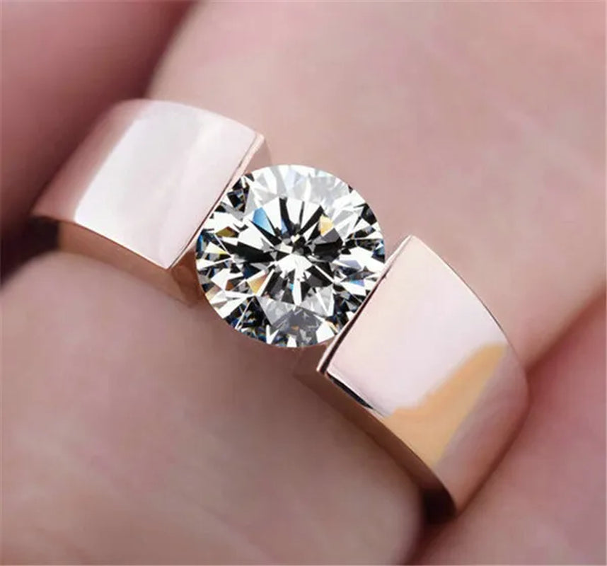 Luxury Fashion Man'S and Woman'S Diamond Wedding Ring Silver Ring Titanium Steel Ring Engagement Bijoux Jewelry