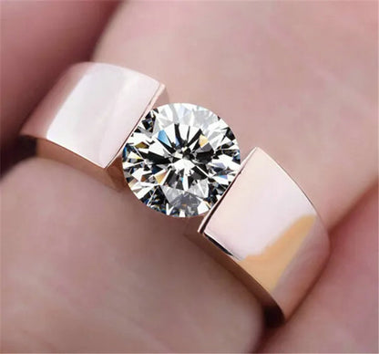 Luxury Fashion Man'S and Woman'S Diamond Wedding Ring Silver Ring Titanium Steel Ring Engagement Bijoux Jewelry
