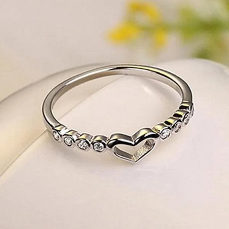 Love Ring 925 Sterling Silver Blue Sapphire Ring Gemstone Heart Ring Women'S Fashion Rings