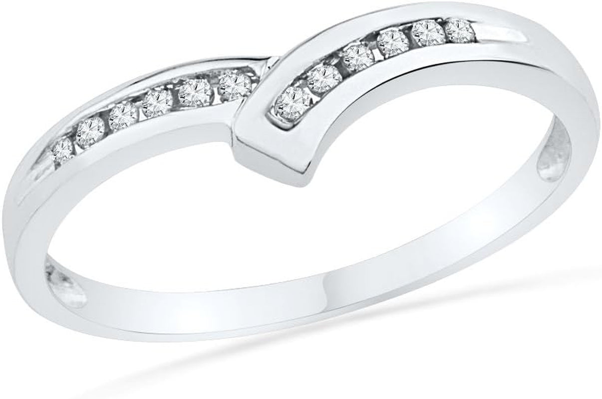 10KT White Gold round Diamond Fashion Ring (1/10 CTTW)