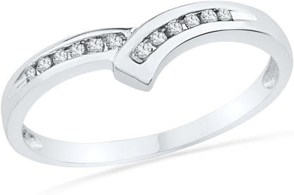 10KT White Gold round Diamond Fashion Ring (1/10 CTTW)