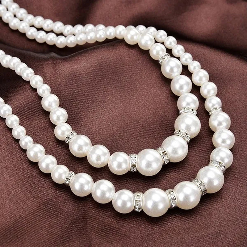 Fashion Double Layer Ladies Pearl Necklace Sister Companion Surprise Gift Ladies Necklace Pendant Temperament Diamond Jewelry Accessories Birthday Luxury Anniversary Gift