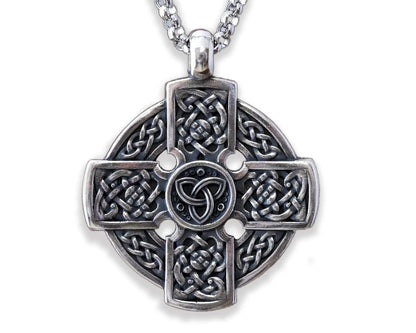 Triskele Handmade Celtic Cross Necklace for Women - Symbol of Faith Heritage - Cross Pendant for Men - Celtic Irish Cross Jewlery Charm - Catholic 925 Sterling Silver Cross Necklace