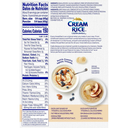 Crema De Arroz Libre De Gluten Cereal Caliente, 14 Ounce