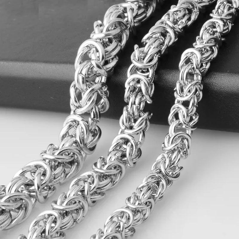 6/8/11mm Men Chain Silver Byzantine Stainless Steel Curb Chain Cuban Necklace 16"-40" Bracelet 7"-11"