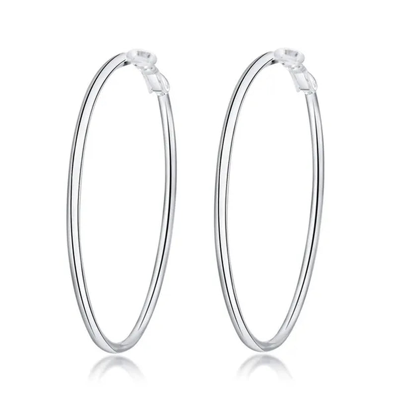 Exaggerate Big Smooth Circle Hoop Earrings, 925 Sterling Silver Round Loop Earrings for Women Wedding Engagement Party Fashion Jewelry