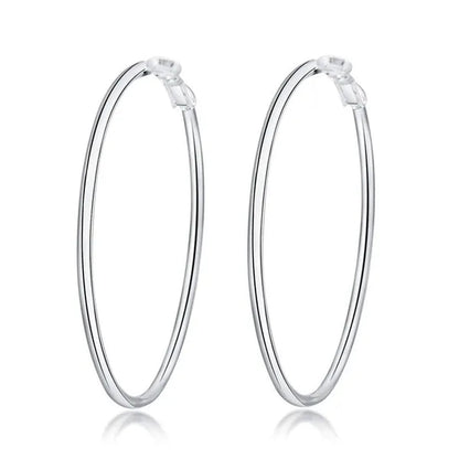 Exaggerate Big Smooth Circle Hoop Earrings, 925 Sterling Silver Round Loop Earrings for Women Wedding Engagement Party Fashion Jewelry