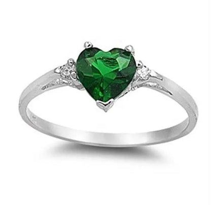 women's fashion silver Heart white sapphire Promise Ring  wedding rings for women size 6 7 8 9 10