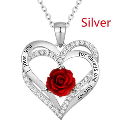 Elegant Fashion Creative Love Rose Necklace Crystal Diamond Rose Pendant Symbolizing Love Women's Necklace Wedding Engagement Wedding Necklace Jewelry Birthday Party Anniversary Gift