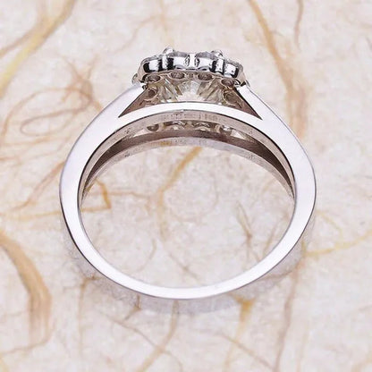 Exquisite Silver Plated Ring Geometry Zircon White Square Women's Ring Water Zircon Ring Accessories Engagement Anniversary Prom Cocktail Party Gift Size 5-11
