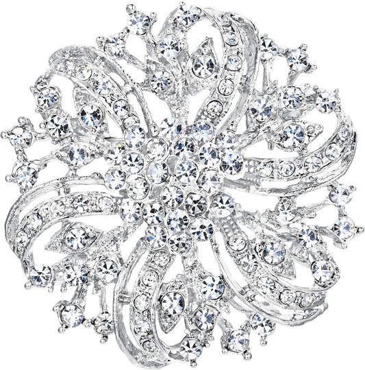 Austrian Crystal Vintage Inspired Bridal Flower Brooch Corsage