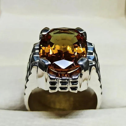 14 Carat Big Oval Cut Alexandrite Mens Ring  Silver color Handmade Color Changing Gemstone Ring Size 5-15