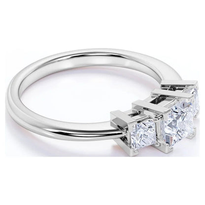 Modern 0.50 Carat Princess Cut Diamond - 3 Stone Engagement Ring - past Present Future Ring - 10K White Gold