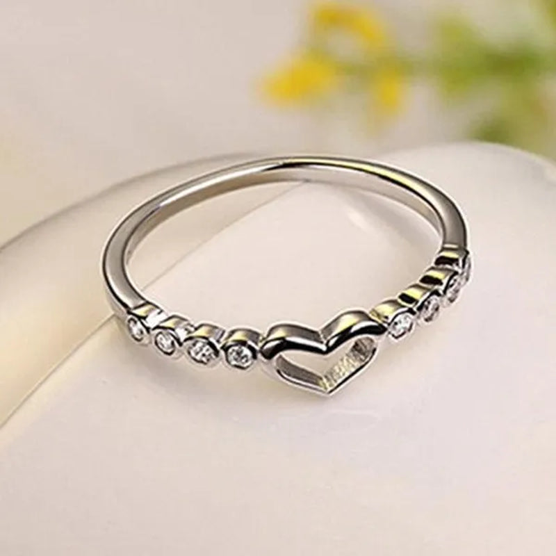 Love Ring 925 Sterling Silver Blue Sapphire Ring Gemstone Heart Ring Women'S Fashion Rings