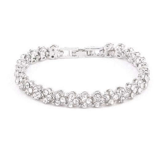 Women Fashion Gold Silver Crystal Diamond Cuff Bracelet Bangle Chain Jewelry