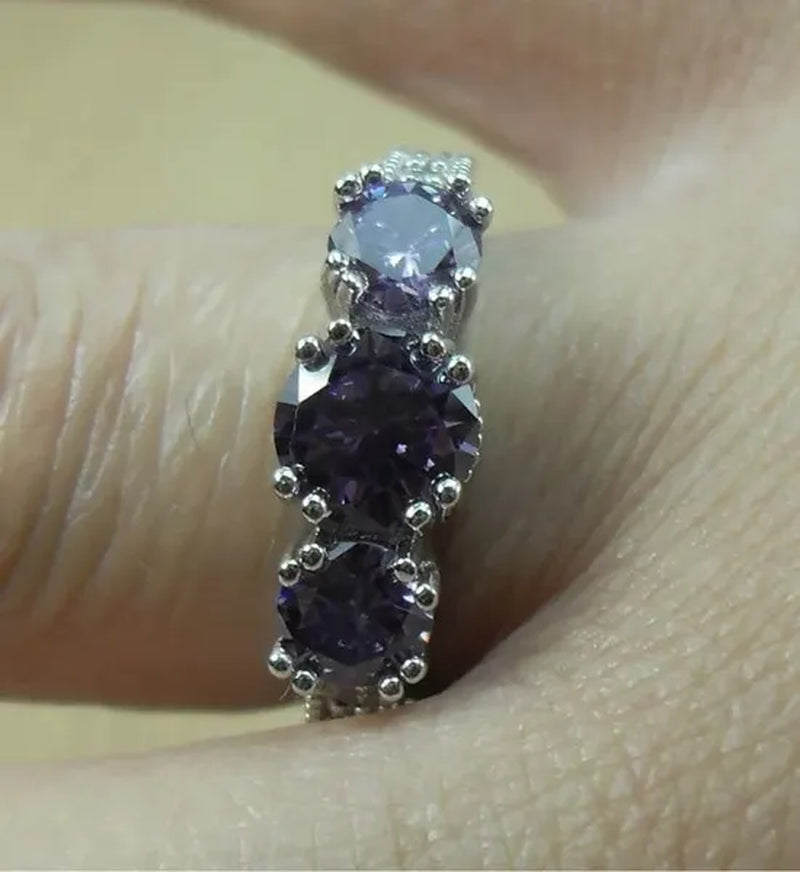 Natural 2.66CT Alexandrite Diamond 14K White Gold Ring Size 6-10