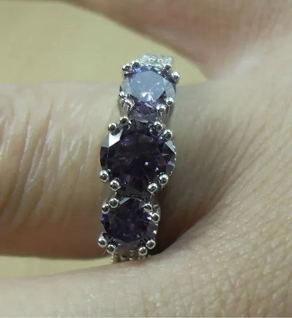 Natural 2.66CT Alexandrite Diamond 14K White Gold Ring Size 6-10