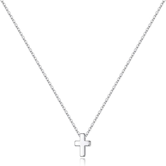 Valentines Gifts for Kids Girls -Cross Necklace for Women Teen Girls, Dainty 14K Real Gold Plated Cross Pendant Necklace Sideways Cross Choker Layered Necklace Gifts for Women Girl