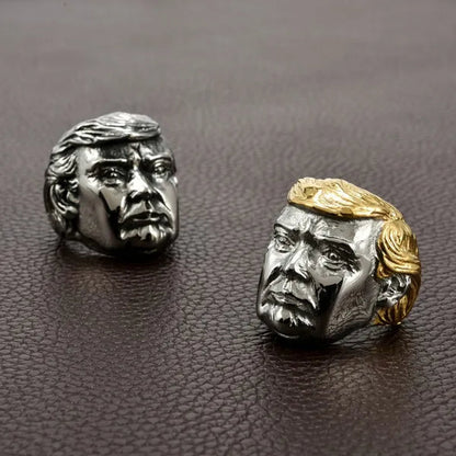 USA President Trump Statue Commemorative Coin Rings Trump Supporters Titanium Steel Jewelry Successfully Elected Souvenir Gift