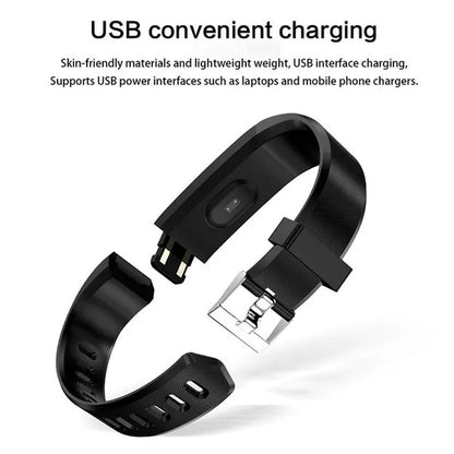 Color Screen Smart Bracelet Watch 115 Plus Blood Pressure Monitoring Heart Rate Monitoring Smart Wristband