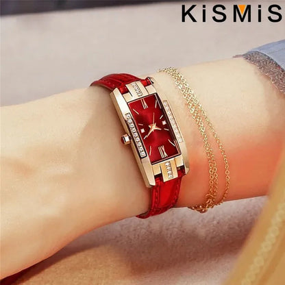 KISMIS 1PC/2Pcs Luxury Fashion Ladies Watch Diamond Inlaid Charm Unlimited Women's Watch Retro Fashion Quartz Watches Gift 3 Colors Available