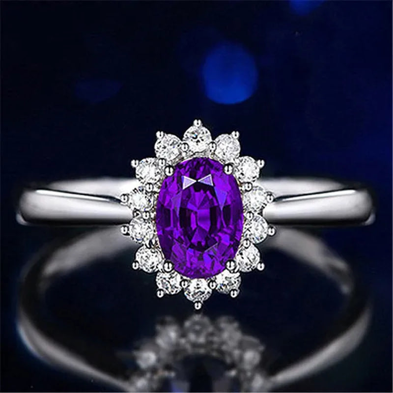 New Ruby Diana Sunflower Lady Ring Classic Living Mouth Design Women'S Ring