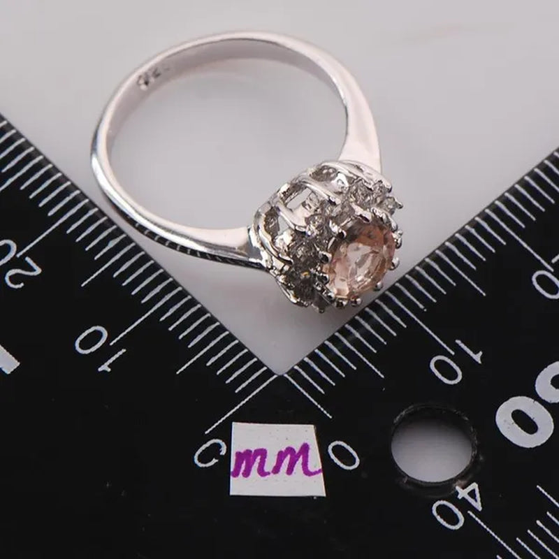 Morganite 925 Sterling Silver Fashion Ring Size 5 6 7 8 9 F701