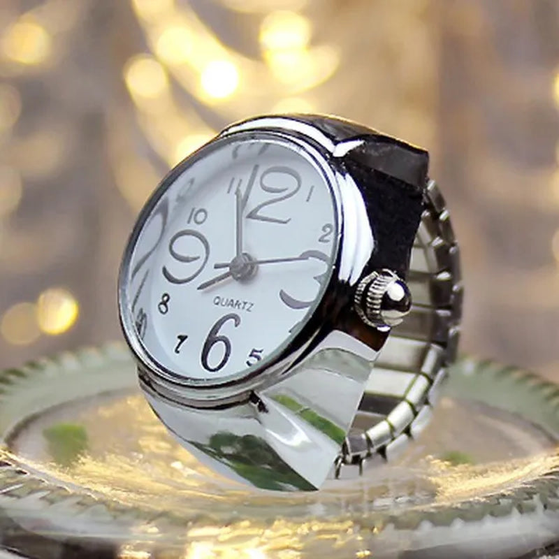 Dial Quartz Analog Watch Creative Steel Cool Elastic Quartz Finger Ring Watch Lady Dress Women watch Diamond Chimes Diamond *A