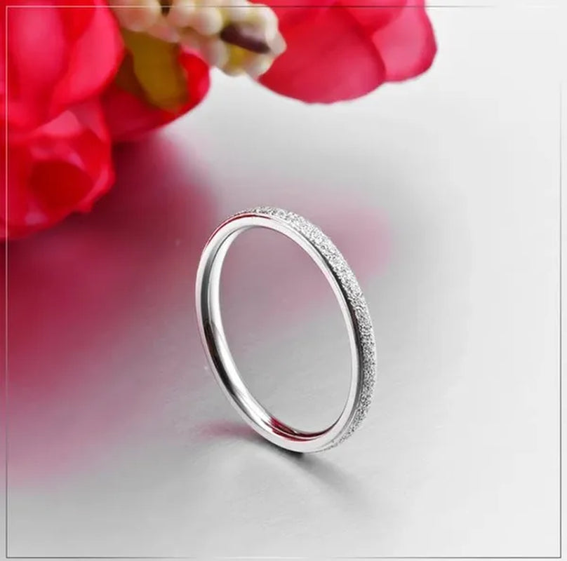 2mm Rose Gold and Silver Sandblast Ring Titanium Steel Wedding Band for Women Girl Size 3-10