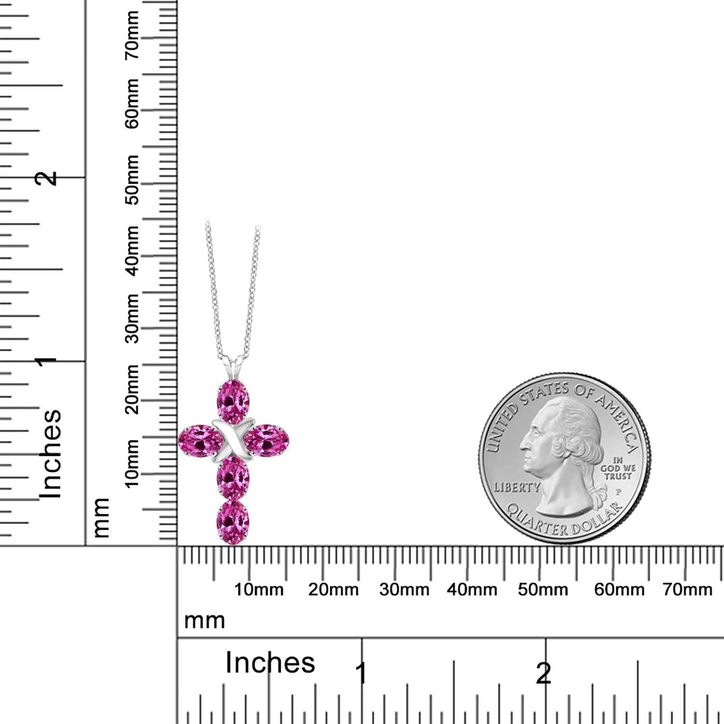 Gemstone Birthstone Cross Necklace | 925 Sterling Silver | Oval 6X4MM | Jesus Christian Reiligous Crucifix Jewelry Pendant Necklace for Women | with 18 Inch Silver Chain